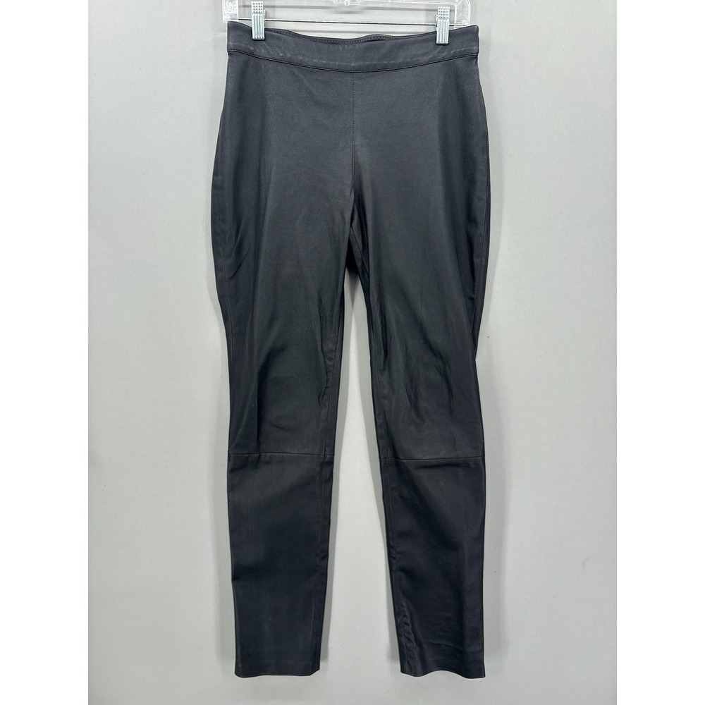 Diane Von Furstenberg Pants Womens 4 Black Lamb Leather Skinny Pull On Legging